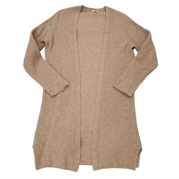 J.Crew Ribbed Knit Open Front Cardigan Sweater Tan Lambswool Neutral Women's S/M - Picture 15 of 15